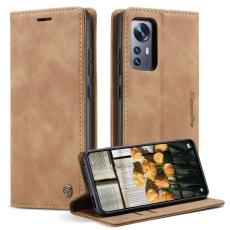 Caseme - CASEME 013 Series Pl&aring;nboksfodral f&ouml;r Xiaomi 12 5G - Brun Konstl&auml;der