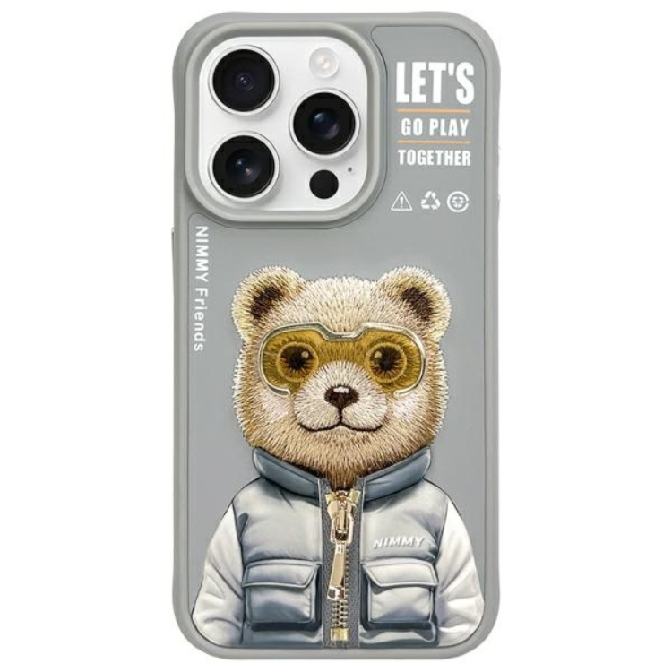 Nimmy iPhone 15 Pro Max Mobilskal Cool & Cute 2.0 Bear - Grå | 2353 | AlltMobil