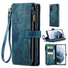 Caseme - CASEME Konstl&auml;der Pl&aring;nboksfodral f&ouml;r Samsung Galaxy S21+ 5G - Bl&aring;
