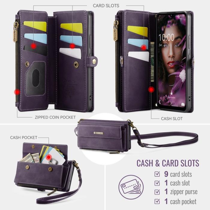 Caseme - CASEME Konstläder Plånboksfodral för Samsung Galaxy A53 5G Lila med RFID-Skydd