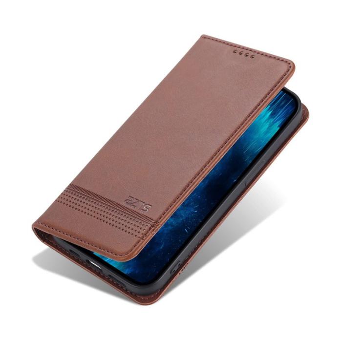 AZNS - AZNS iPhone 14 Plus Plånboksfodral Konstläder - Brun - Stöttålig Flip Cover