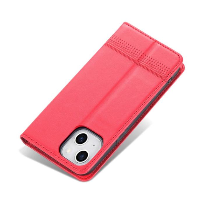 AZNS - AZNS iPhone 14 Plus Plånboksfodral Konstläder - Röd