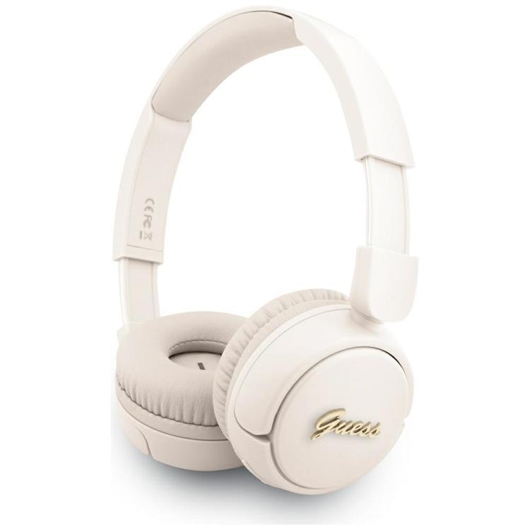Guess Over-Ear Hörlurar Bluetooth 5.3 Metal Logo Script - Beige | 505771 | AlltMobil