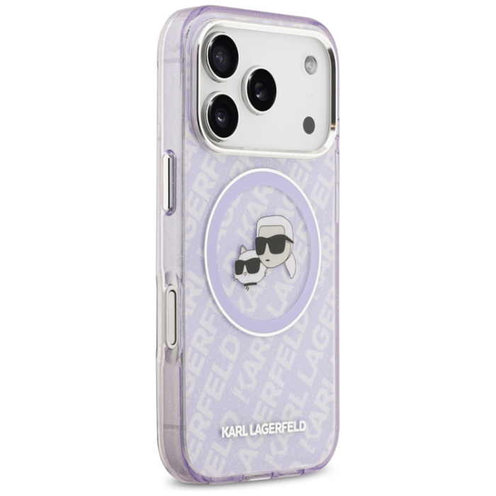 KARL LAGERFELD - Karl Lagerfeld iPhone 17 Pro Mobilskal Magsafe Glitter Karl Och Choupette Heads