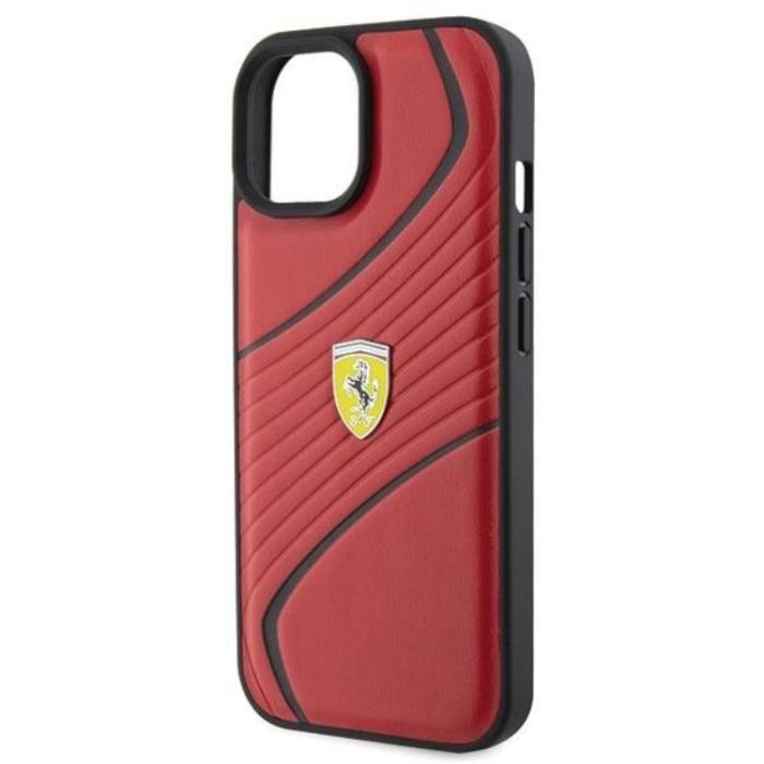 Ferrari - Ferrari iPhone 15 Mobilskal Twist Metal Logo - Röd