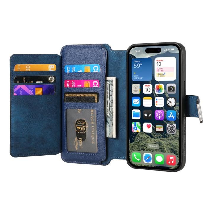 CASENEO - CASENEO MW-02 iPhone 17 Plånboksfodral Detachable Konstläder - Blå