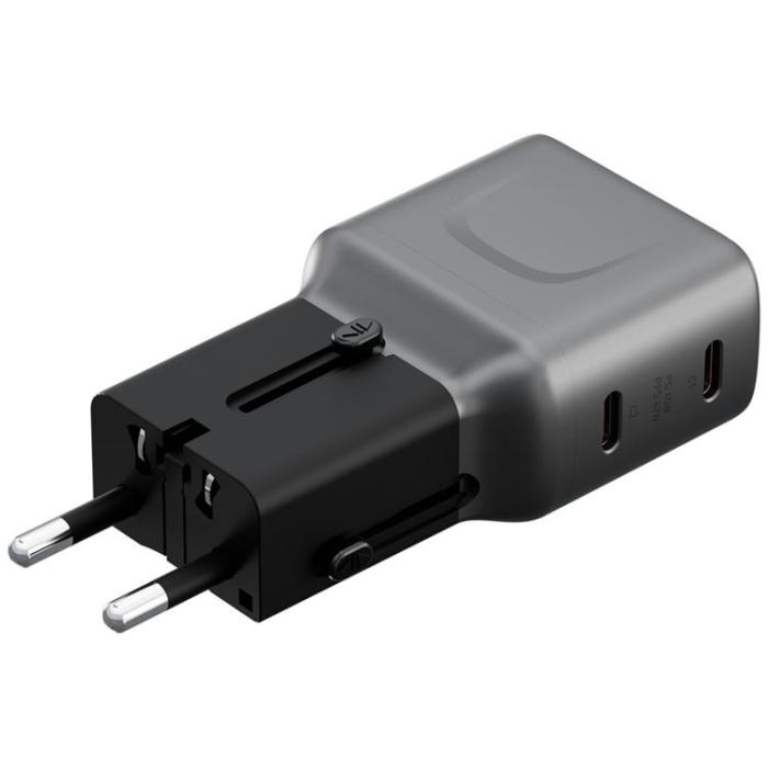 ENERGEA - Energea Snabbladdare 45W 2xUSB-C TravelGo - Grafitsvart