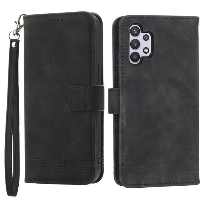 DIERFENG - DIERFENG DF-03 Plånboksfodral för Samsung Galaxy A32 5G - Konstläder - Svart