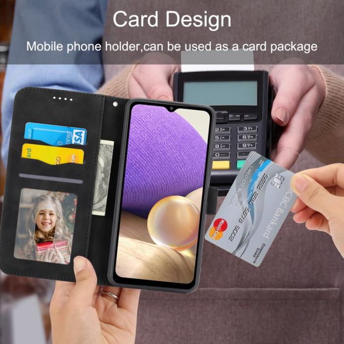 DIERFENG - DIERFENG DF-03 Plånboksfodral för Samsung Galaxy A32 5G - Konstläder - Svart