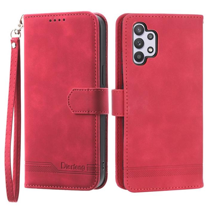 DIERFENG - DIERFENG DF-03 Plånboksfodral för Samsung Galaxy A32 5G - Röd Konstläder