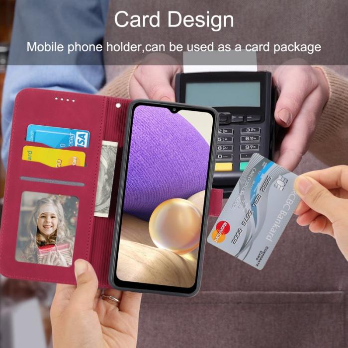 DIERFENG - DIERFENG DF-03 Plånboksfodral för Samsung Galaxy A32 5G - Röd Konstläder