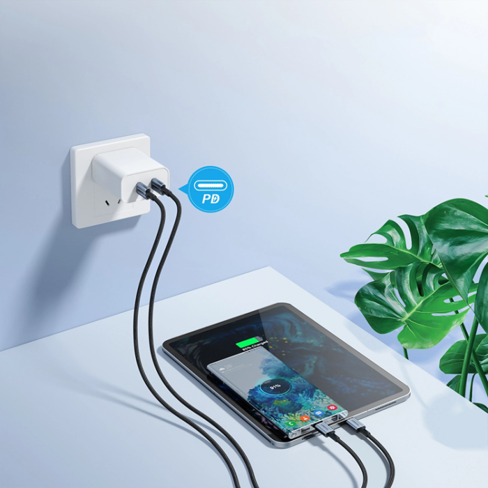 Choetech - Choetech USB-C till USB-C Kabel 60W 1.2m - Grå