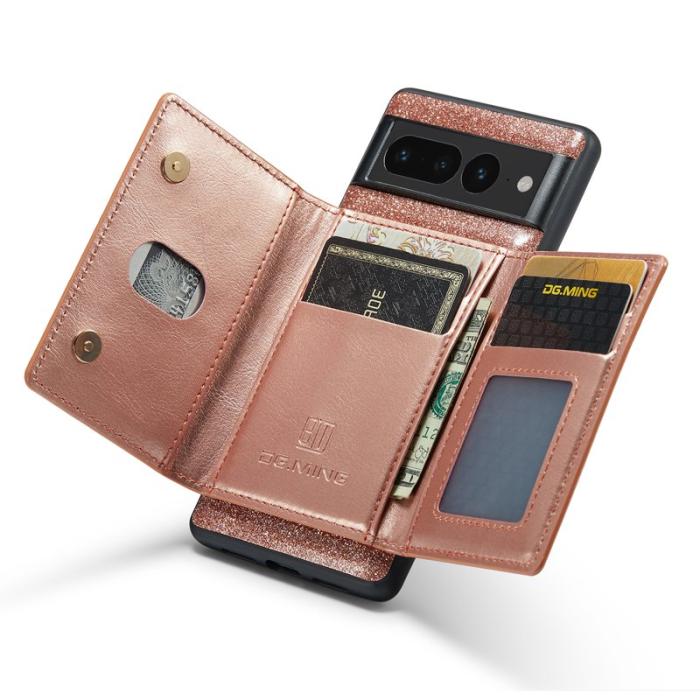 DG.MING - DG.MING M3 Series Konstläder Plånboksfodral för Google Pixel 7 Pro 5G Roséguld