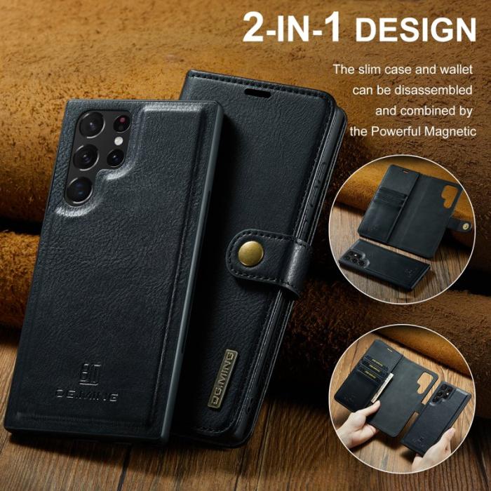 DG.MING - DG.MING Samsung Galaxy S24 Ultra Plånboksfodral Äkta läder Svart