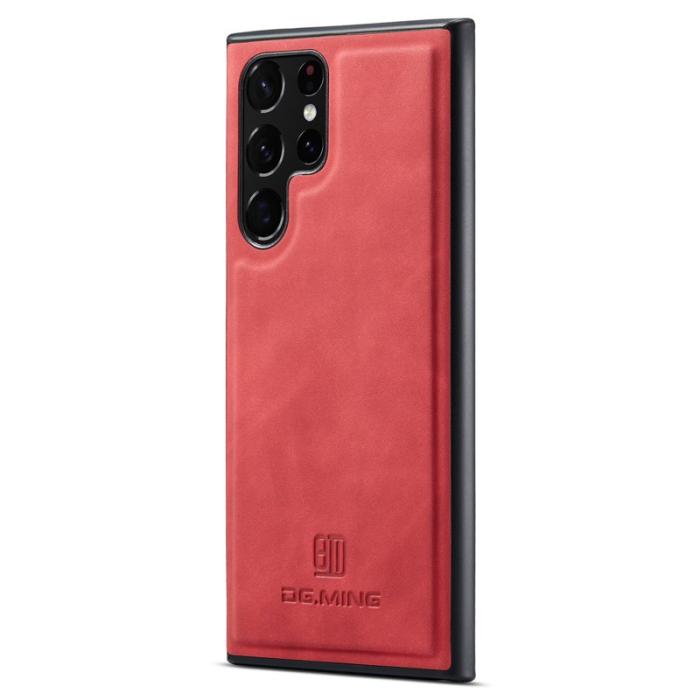DG.MING - DG.MING Mobilskal till Samsung Galaxy S24 Ultra Läder+PC+TPU Röd