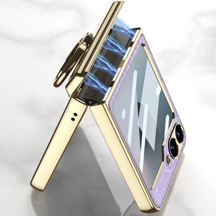 GKK - GKK Samsung Galaxy Z Flip7 FE 5G Fodral PU+PC - Svart Krokodil