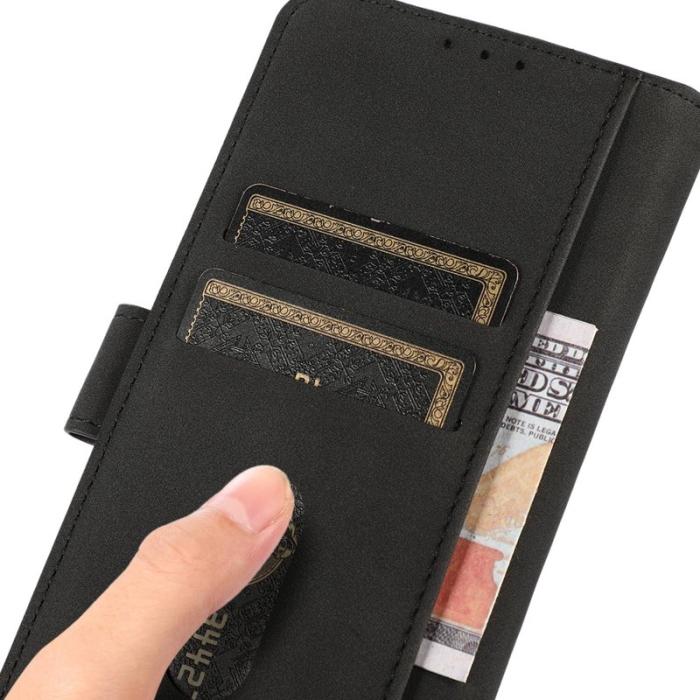 KHAZNEH - KHAZNEH iPhone 15 Plånboksfodral Anti-Dust TextuRöd Konstläder - Svart