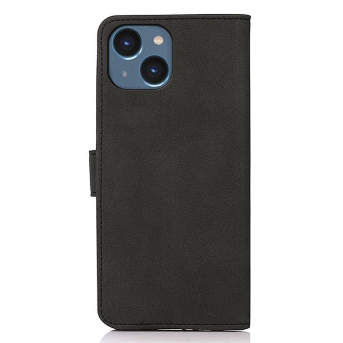 KHAZNEH - KHAZNEH iPhone 15 Plånboksfodral Anti-Dust TextuRöd Konstläder - Svart