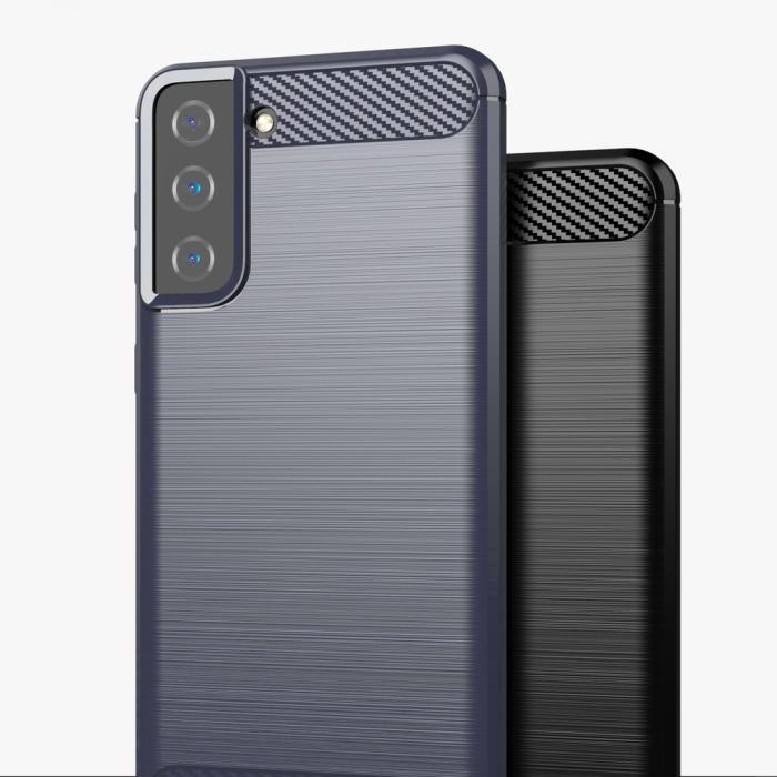 Hurtel - Carbon Flexible TPU skal till Samsung Galaxy S21 Plus 5G - Blå
