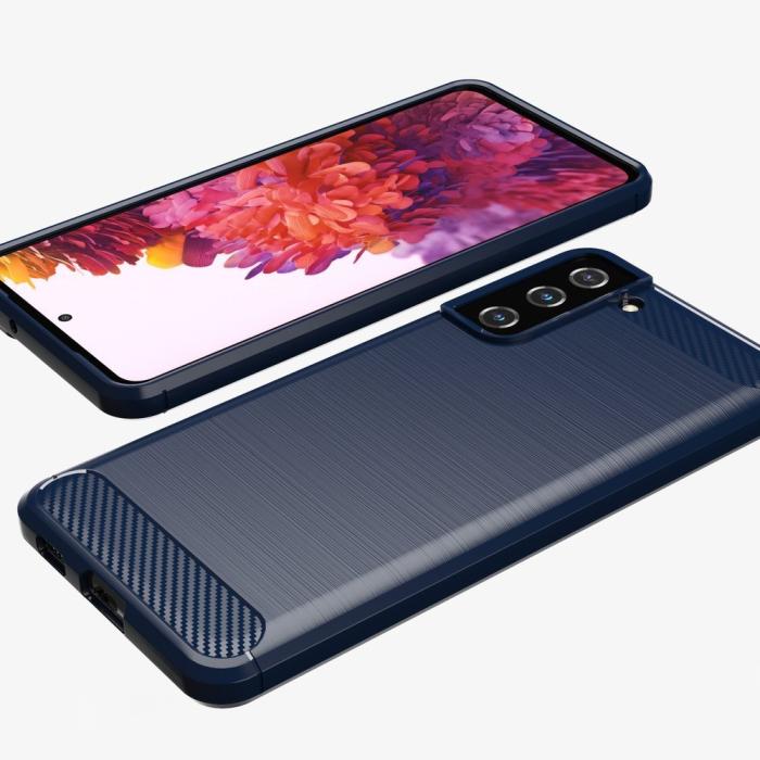 Hurtel - Carbon Flexible TPU skal till Samsung Galaxy S21 Plus 5G - Blå
