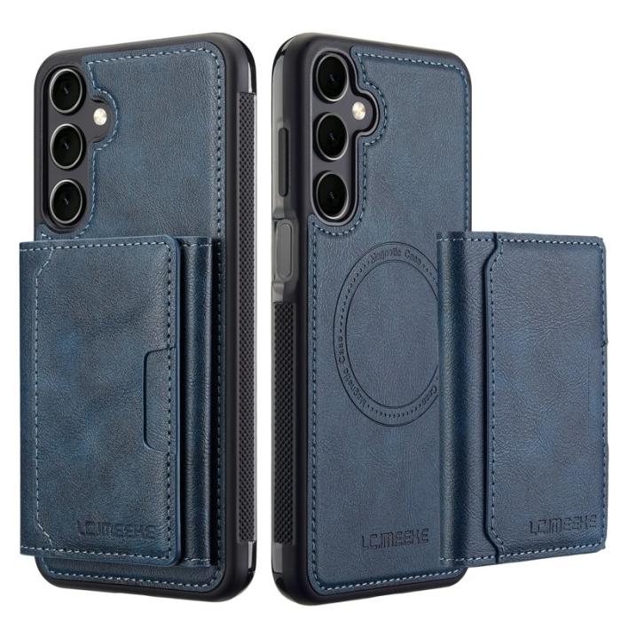 LC.imeeke - LC.IMEEKE L5 Samsung Galaxy S23 FE Fodral KonstLäder - Blå