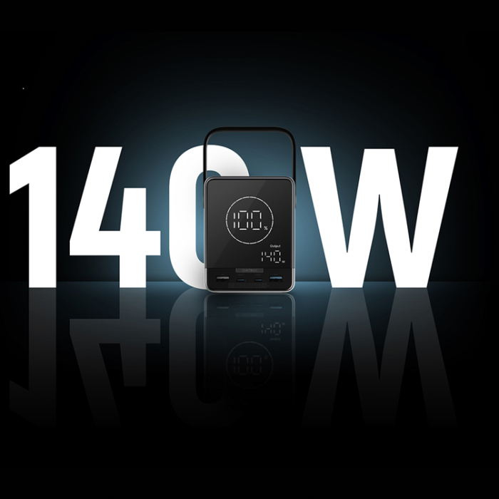 Cuktech - Cuktech Powerbank 300W 40000mAh med trådlös laddning 2x USB-C + 2x USB-A - Svart