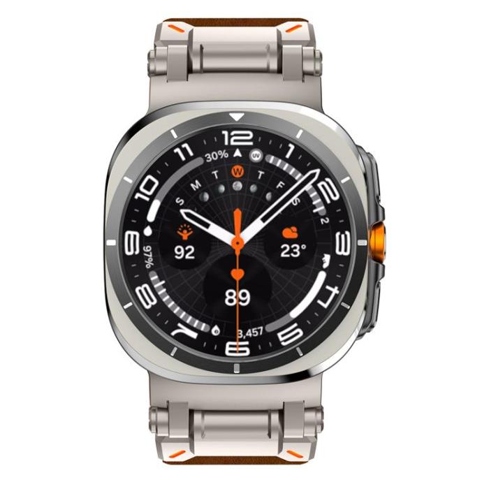 Boom of Sweden - Galaxy Watch Ultra (47mm) Armband Titanium Äkta Läder - Brun
