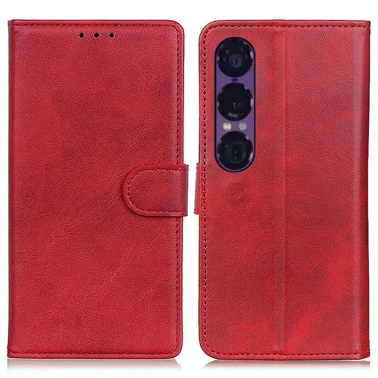 Sony Xperia 1 VII Plånboksfodral Cowhide Konstläder - Röd | 2353 | AlltMobil
