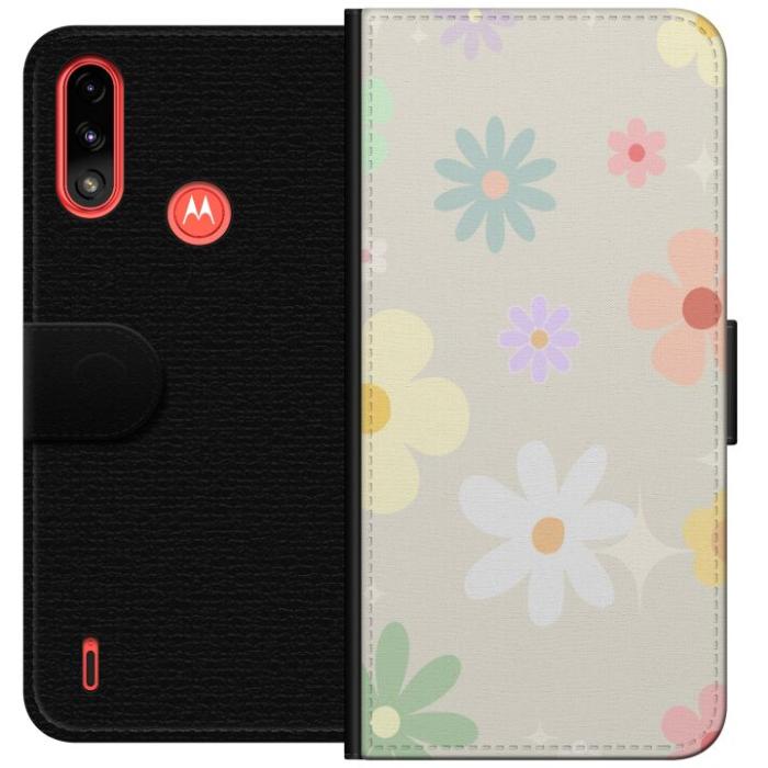 iSecrets - Plånboksfodral till Motorola Moto E7 Power med fejdande blommor