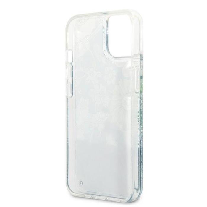 Guess - Guess iPhone 13 Skal Flower Liquid Glitter - Grön