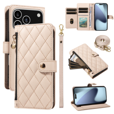 A-One Brand - iPhone 17 Pro Pl&aring;nboksfodral Rhombus L&auml;der - Beige