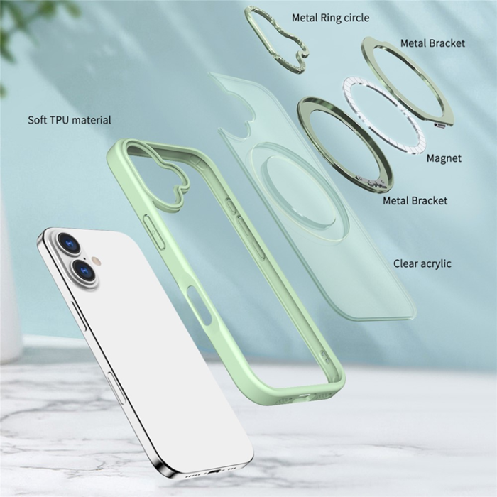 A-One Brand - iPhone 17 Mobilskal MagSafe TPU + Acrylic Kickstand - Grön