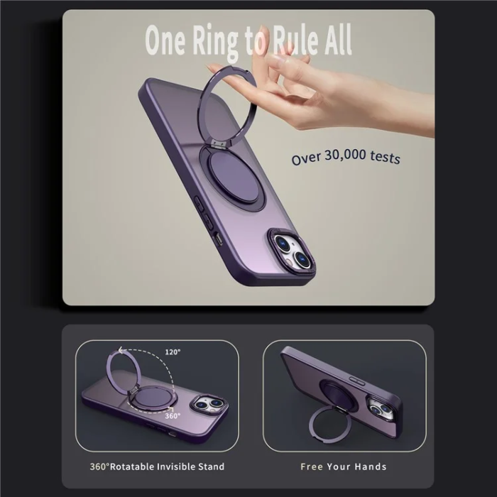 OEM - iPhone 16 Plus Mobilskal MagSafe Ring Rotating - Lila