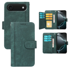 A-One Brand - iPhone 17 Air Plånboksfodral Line Pattern Läder - Grön