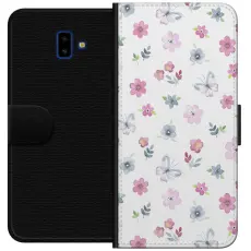Gustaf - Pl&aring;nboksfodral till Samsung Galaxy J6+ med Blommor och fj&auml;rillar