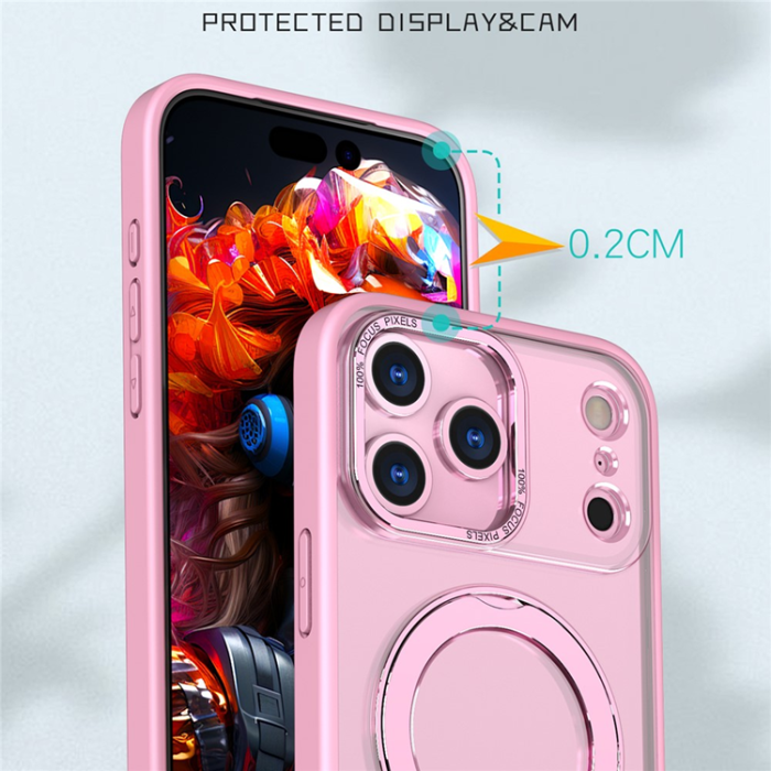 A-One Brand - iPhone 17 Pro Mobilskal MagSafe TPU + Acrylic Kickstand - Rosa
