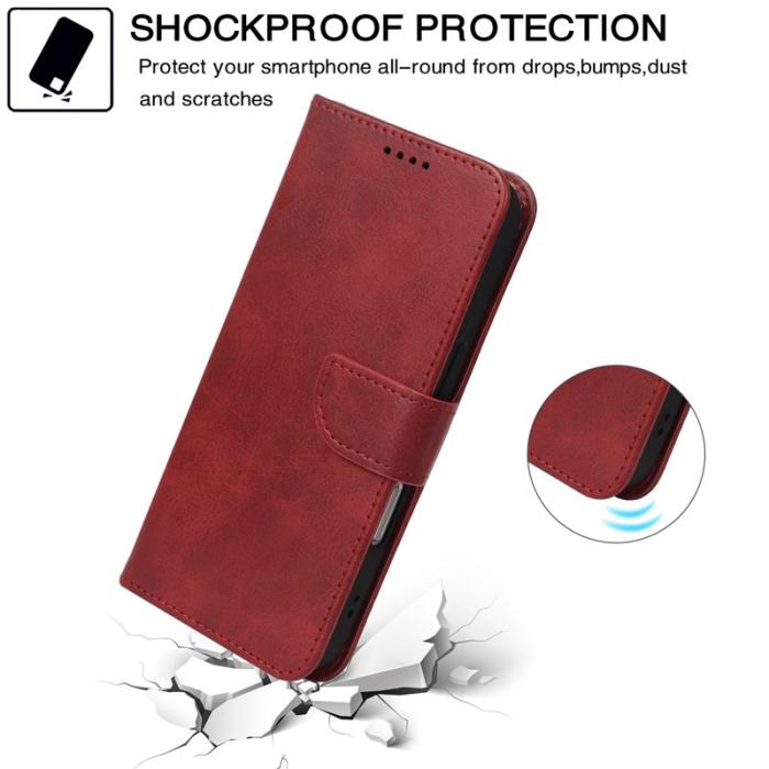 OEM - Samsung Galaxy S26 Fodral Ställ Magnetisk Stängning Äkta Läder - Röd