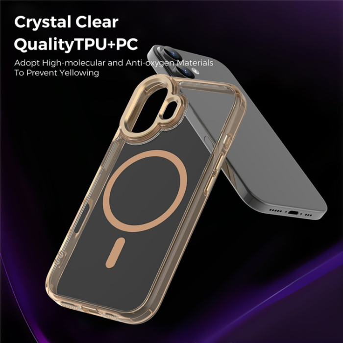 A-One Brand - iPhone 17 Mobilskal MagSafe TPU+PC Transparent - Ökenguld