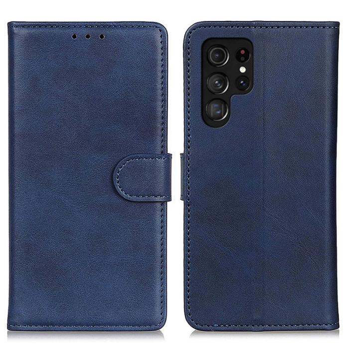 OEM - Samsung Galaxy S26 Ultra Fodral Äkta Läder Ställfunktion - Blå