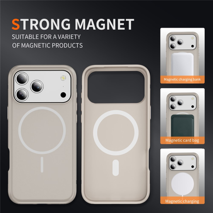 A-One Brand - iPhone 17 Pro Max Mobilskal MagSafe PC + TPU Shockproof - Grå