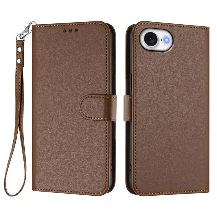 iPhone 16e Plånboksfodral Läder med Handledsrem - Brun | 2353 | AlltMobil