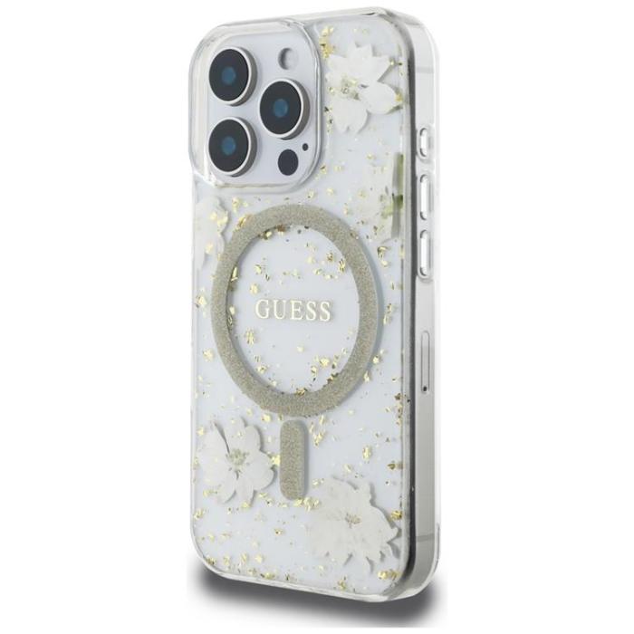 Guess - Guess iPhone 16 Pro Mobilskal MagSafe Resin Flowers - Beige