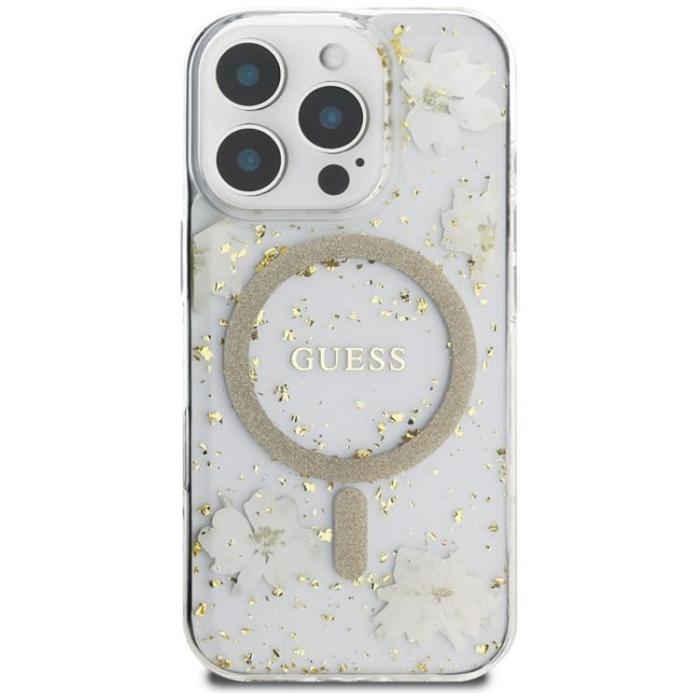 Guess - Guess iPhone 16 Pro Mobilskal MagSafe Resin Flowers - Beige