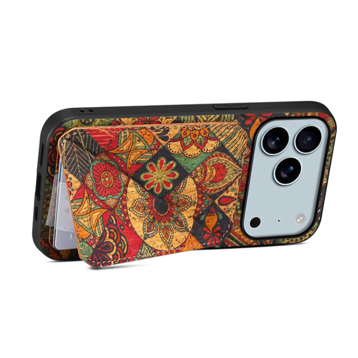 A-One Brand - iPhone 17 Pro Max Mobilskal Korthållare Blommor - Höst / Gul