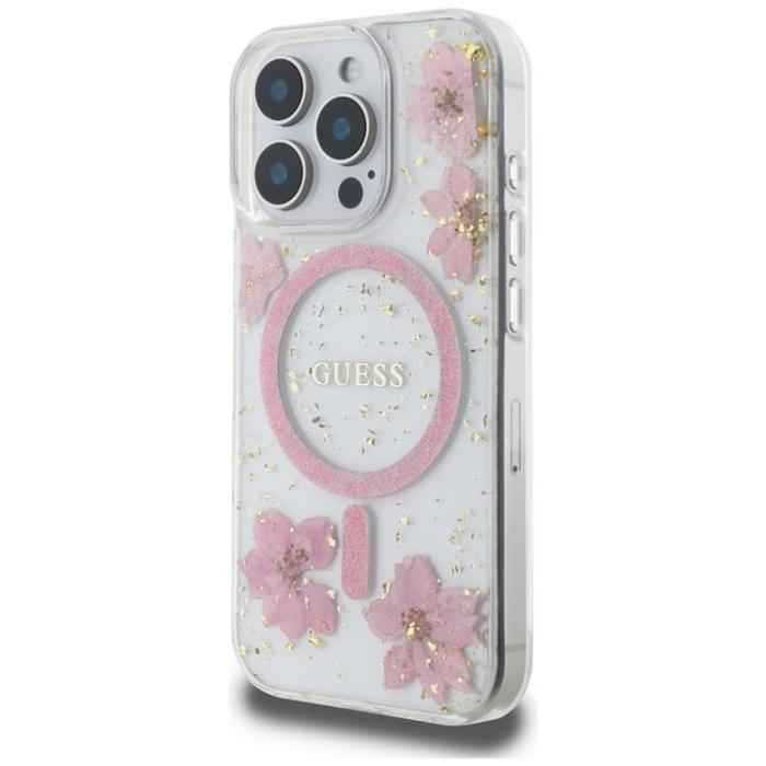 Guess - Guess iPhone 16 Pro Max Mobilskal MagSafe Resin Flowers