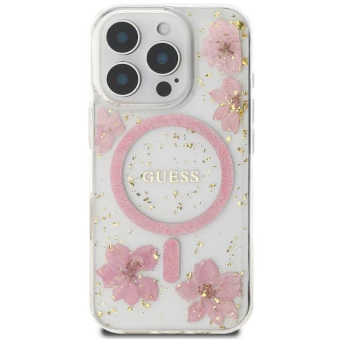 Guess - Guess iPhone 16 Pro Max Mobilskal MagSafe Resin Flowers