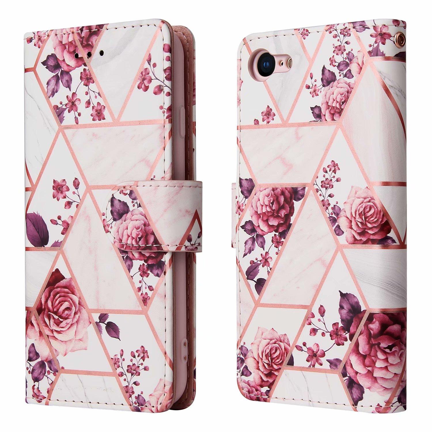 Marble Grid Plånboksfodral iPhone 7/8/SE 2020 - Rosor | 2353 | AlltMobil