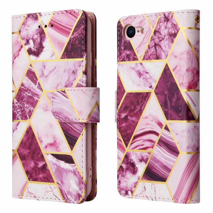 A-One Brand - Marble Grid Plånboksfodral iPhone 7/8/SE 2020 - Magenta