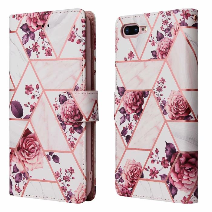A-One Brand - Marble Plånboksfodral till iPhone 7 Plus & iPhone 8 Plus - Rosor