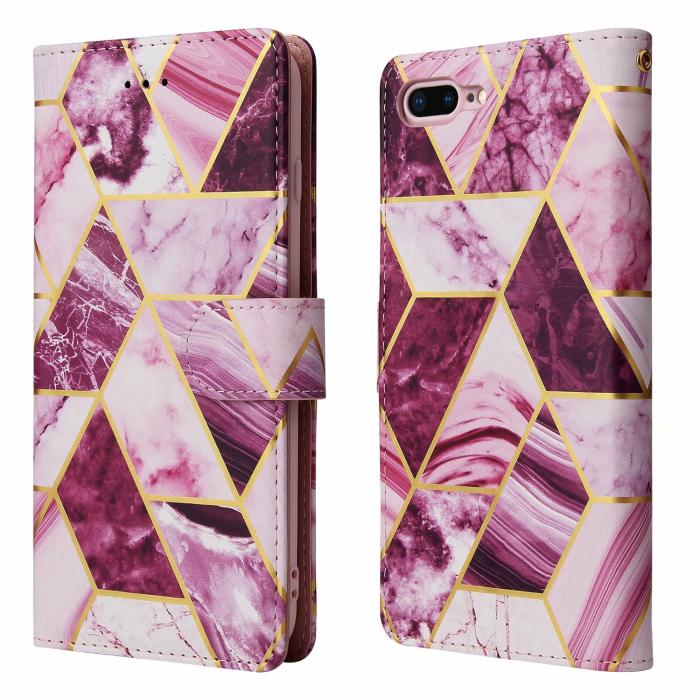 UTGATT1 - Marble Plånboksfodral till iPhone 7 Plus & iPhone 8 Plus - Magenta
